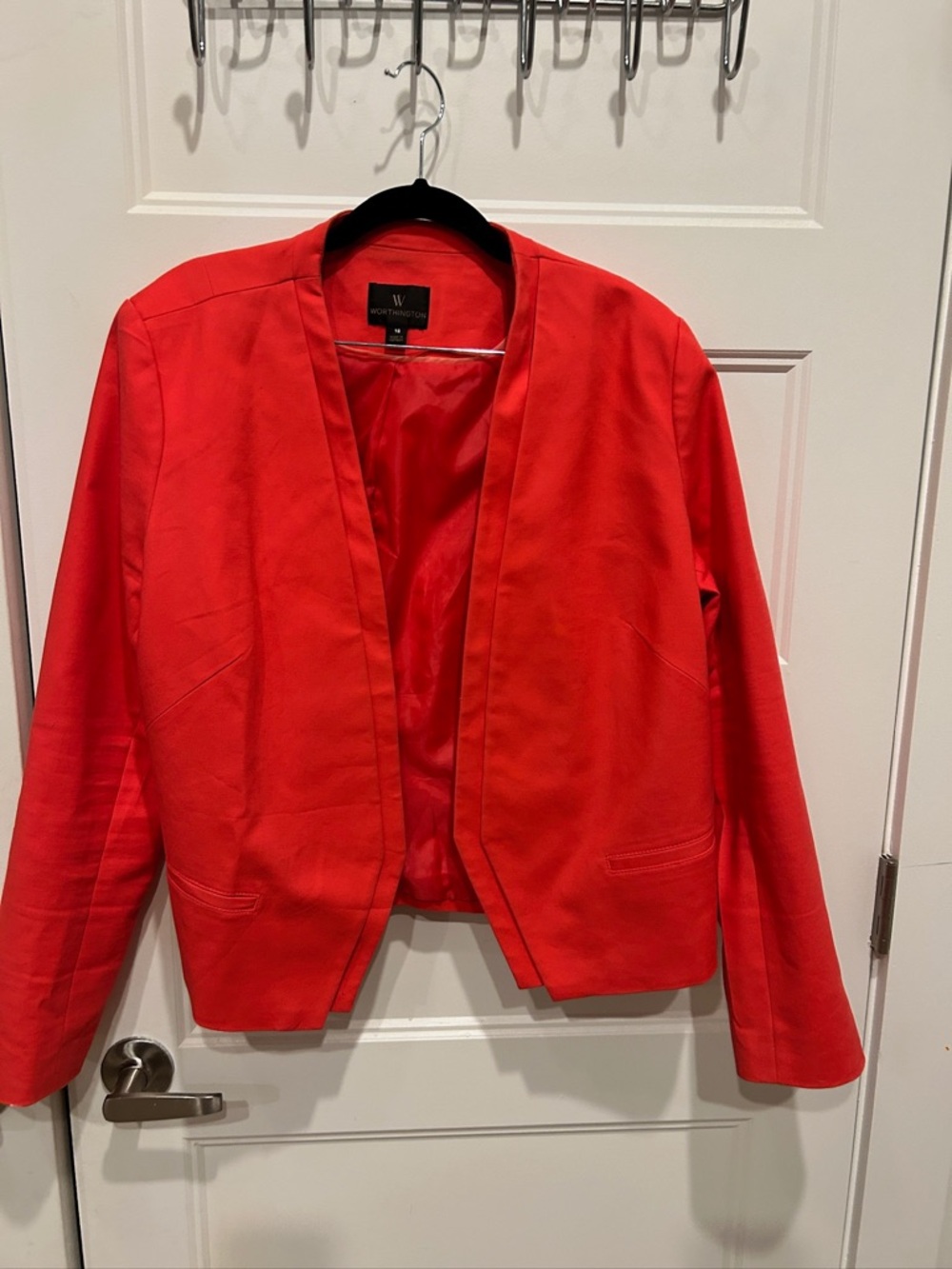 Worthington Vibrant Red Open-Front Blazer